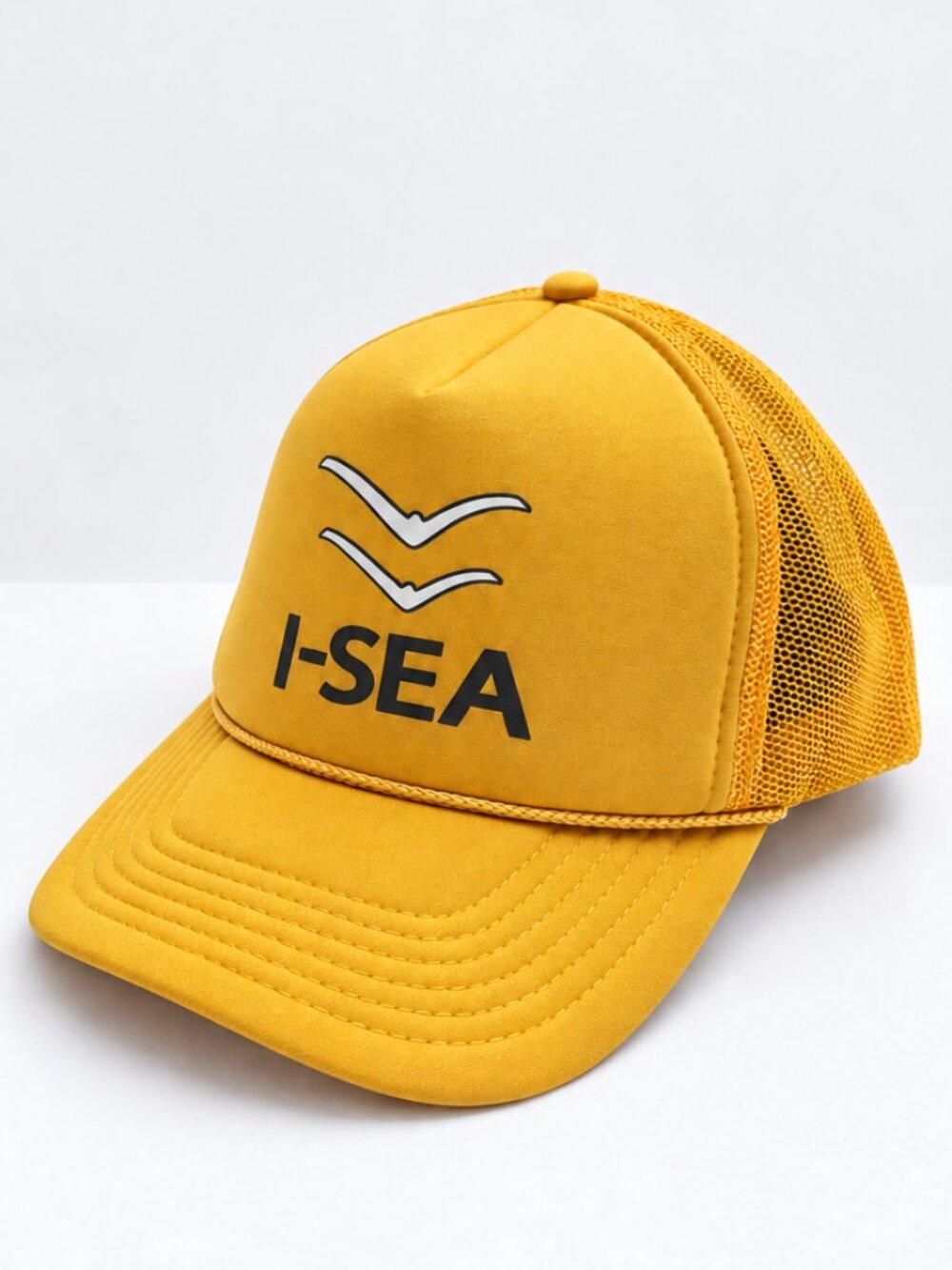 OTTO I-SEA Yellow Trucker Snapback Hat Mesh Back One Size